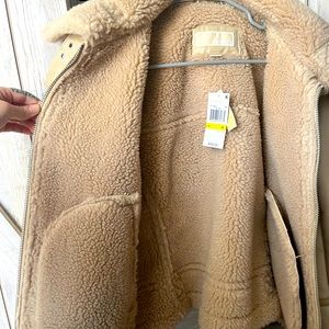 Brand new! Michael Kors Cream Leather Jacket with Wool Lining.
